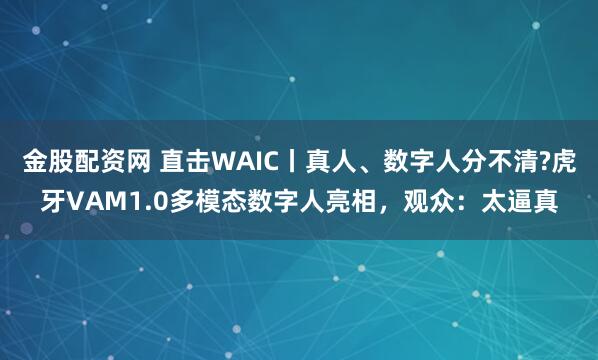 金股配资网 直击WAIC丨真人、数字人分不清?虎牙VAM1.0多模态数字人亮相，观众：太逼真